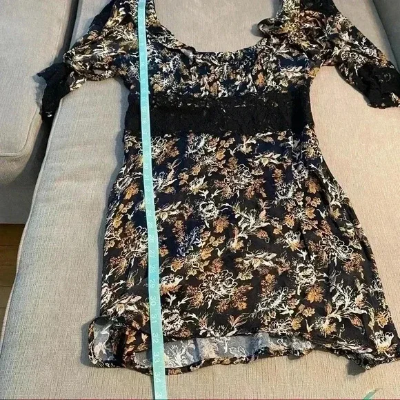 Free People Lucie Mini Dress in Black Combo With Lace Detail Size 8 - Picture 14 of 16